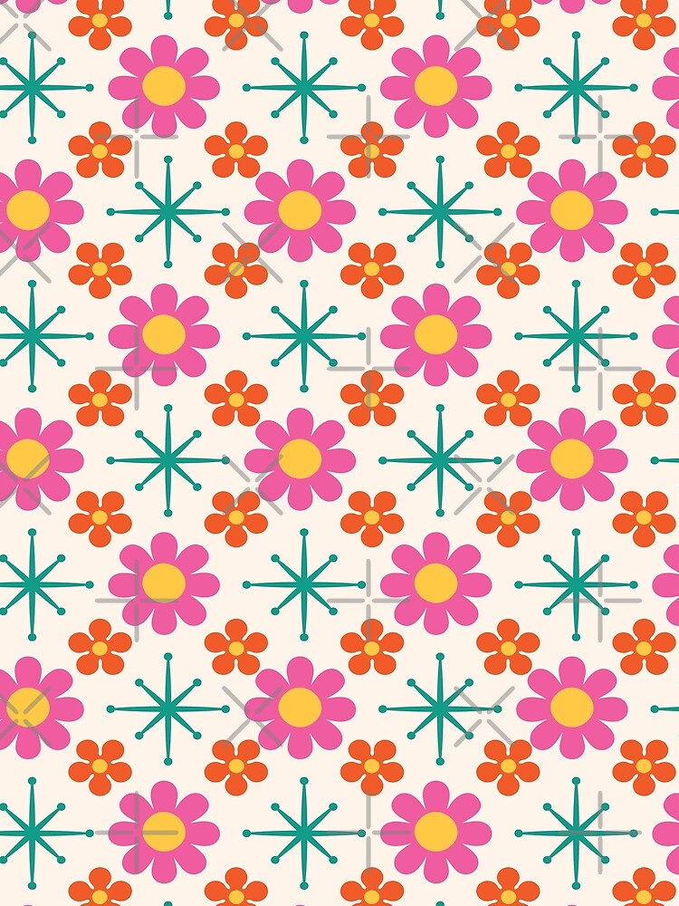 Center Repeat Big Bloom — Retro Starburst Floral by ClaudiaFlores