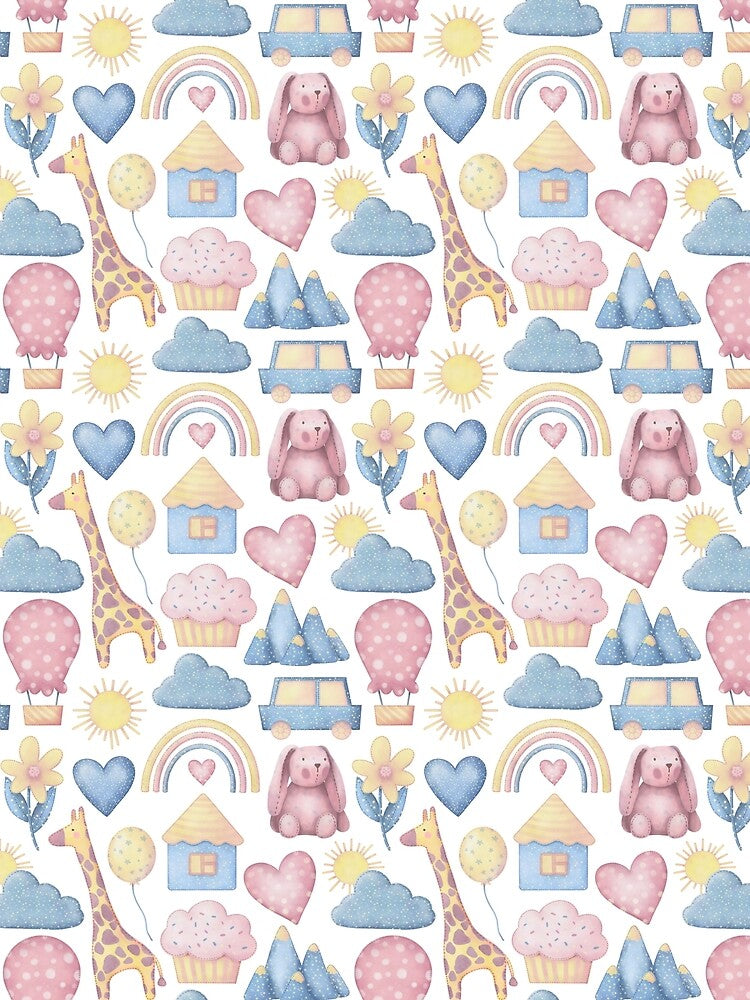 Cute Colorful New Baby Illustration Pattern by LMStudioDesigns