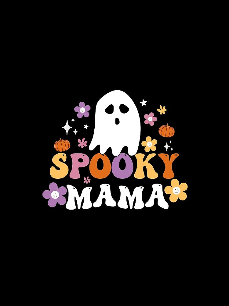 Spooky Mama Groovy Ghost Spooky Season Lazy Halloween Costume by Sasikharn
