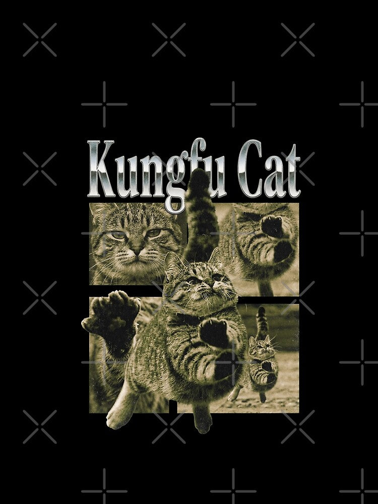 Retro Kung Fu Cat Vintage Bootleg Style Funny Meme Cat by Bongocomic