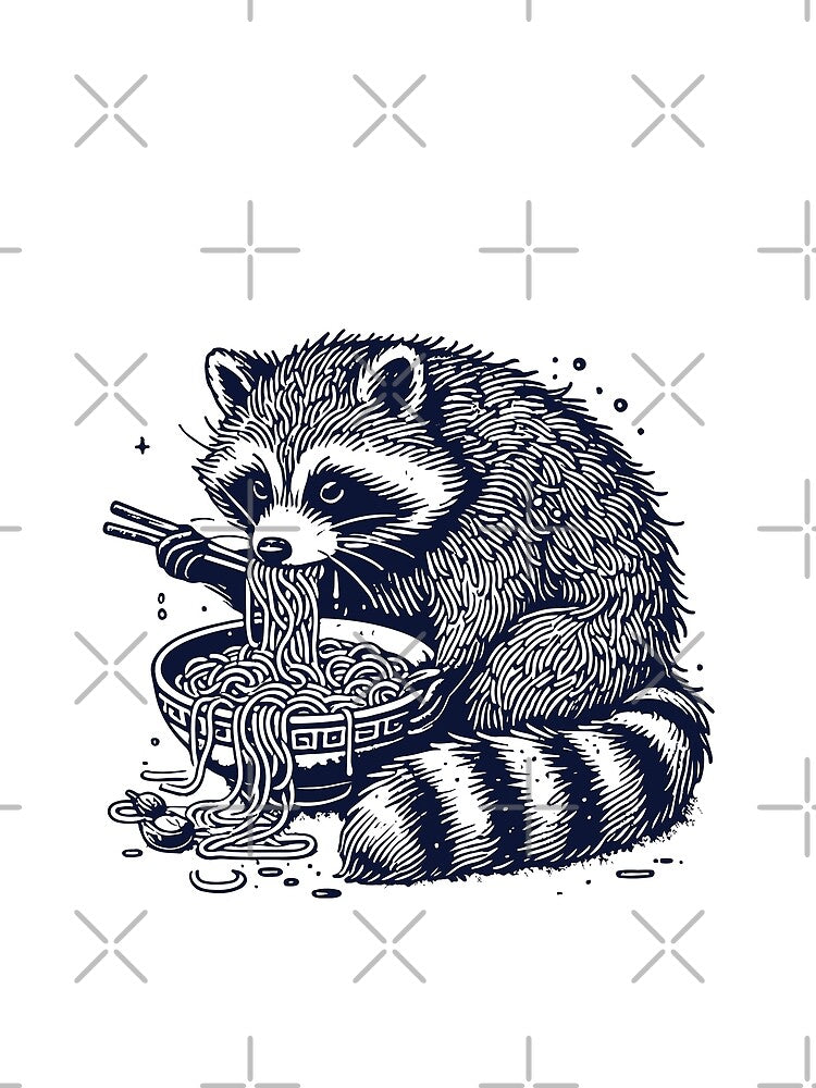 Raccoon Ramen Noodles Retro Ukiyo-e Japan Anime by LuminOrb