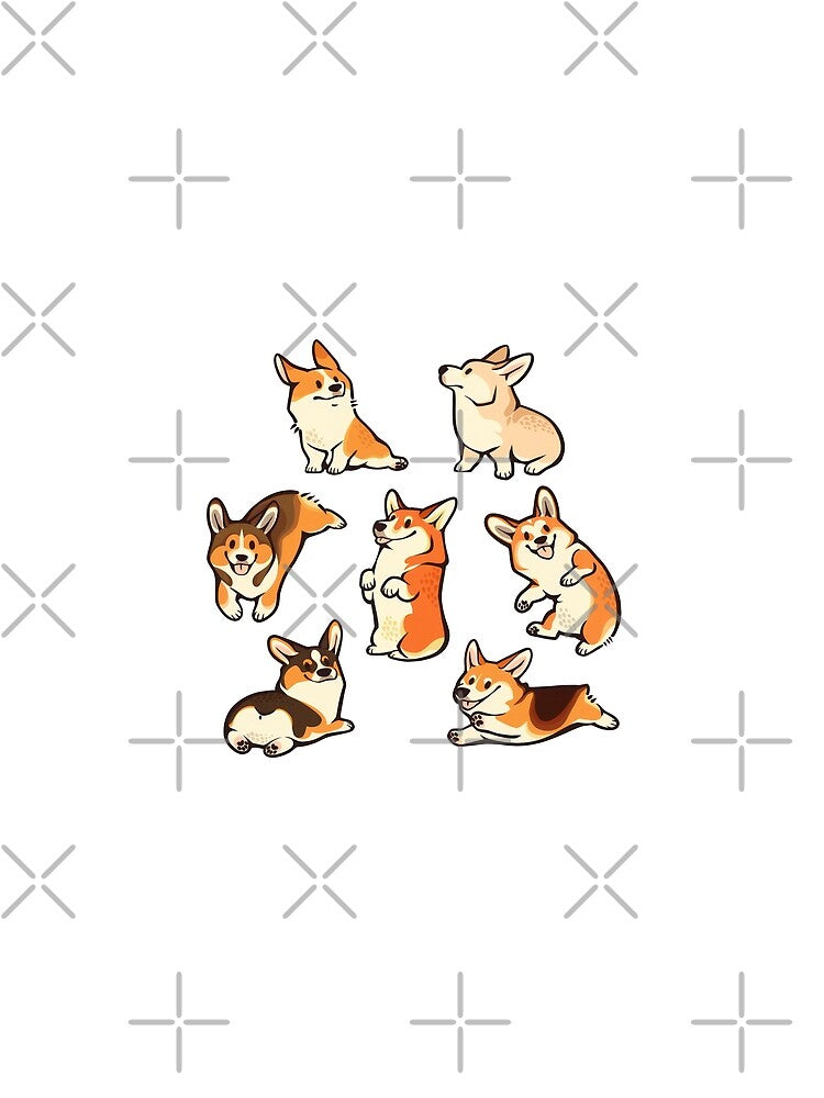 Cute Corgi Set Playful Adorable by JoelFox165