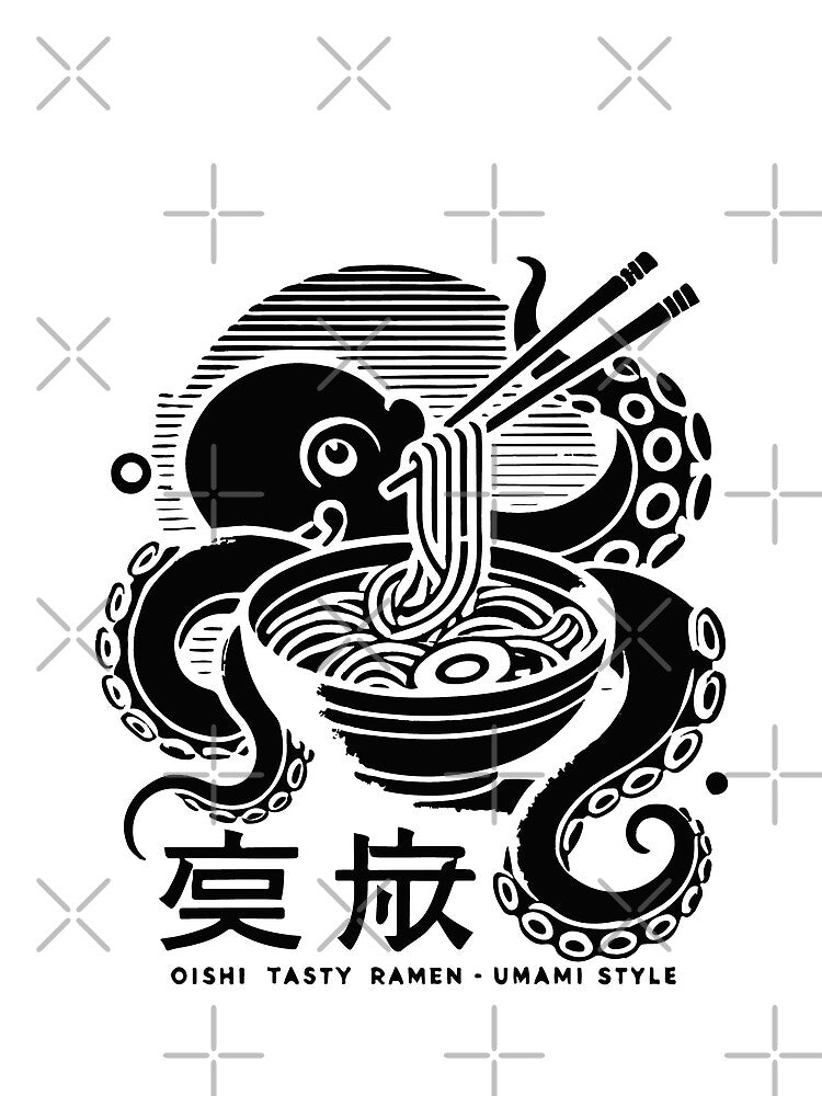 Octopus Eats Ramen Japan Retro Ukiyo-e by LuminOrb