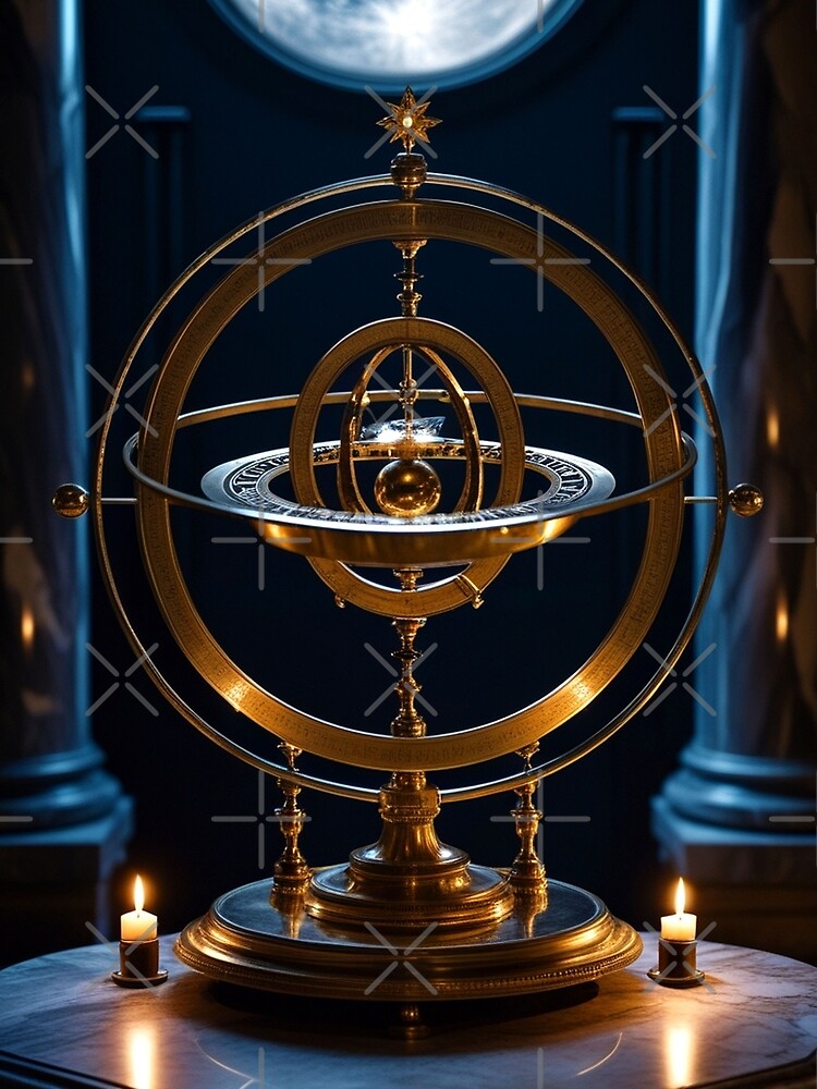 Circular Observatory Library — Dark Academia Astronomy Interior Art by semenol