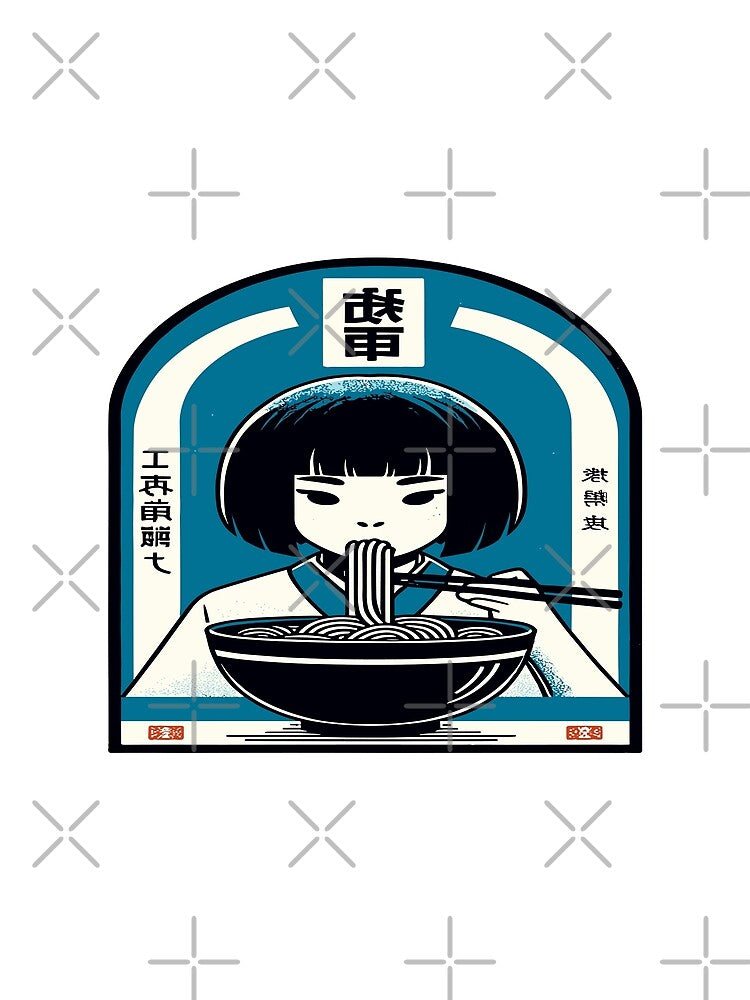 Authentic woman eat japanese Noodle  Ramen Delight by toobel