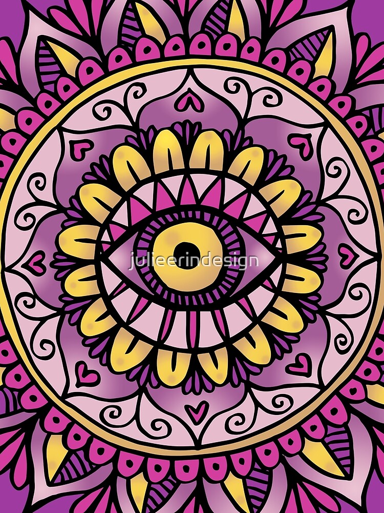 Third Eye Mandala Purple Gold by Julie Erin Designs