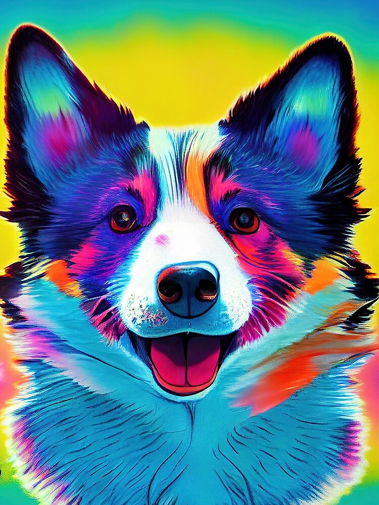psychedelic happy corgi by Aliveforfun