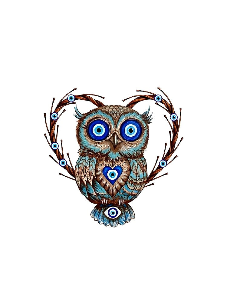 Evil Eye Owl Protection Amulet by WhiteLightPrint