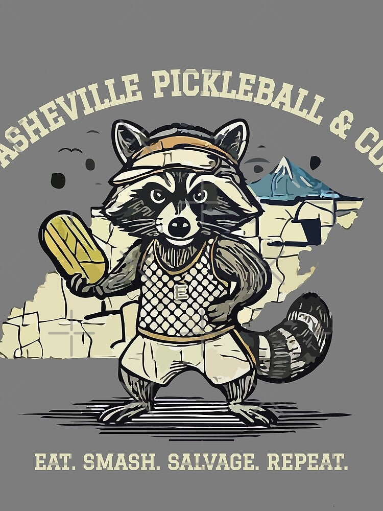 Asheville Pickleball Social Club - Retro Raccoon Vintage T-Shirt by SNMKC