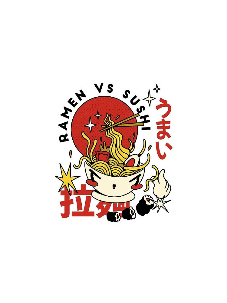 Ramen vs. Sushi Funny Foodie Shirt - Choose Your Side! Ramen Tee Shirt by SillyPupDesign