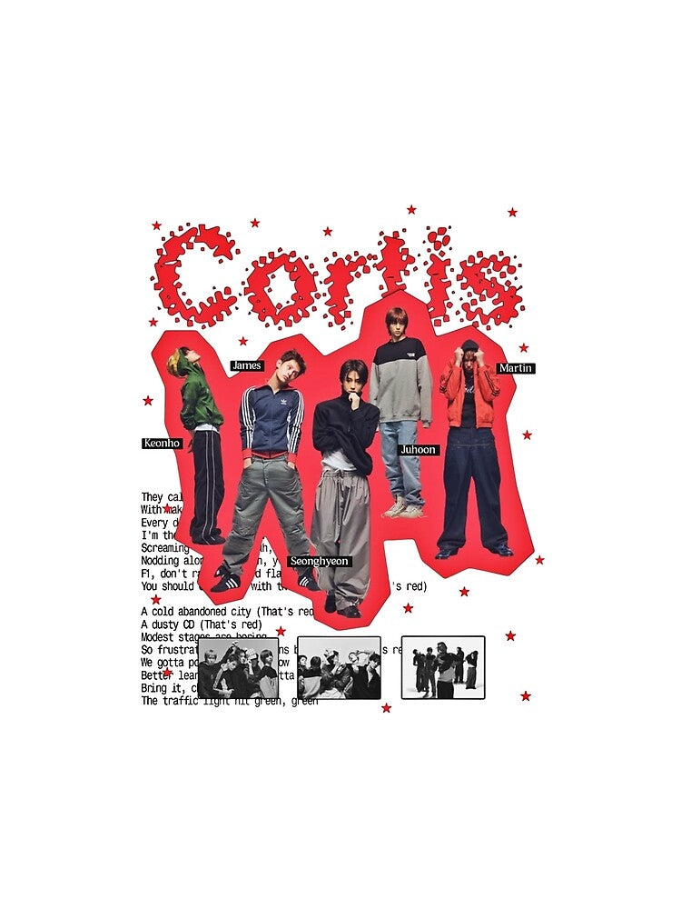 CORTIS Members Red Star Grunge Poster Art by moamaxshop
