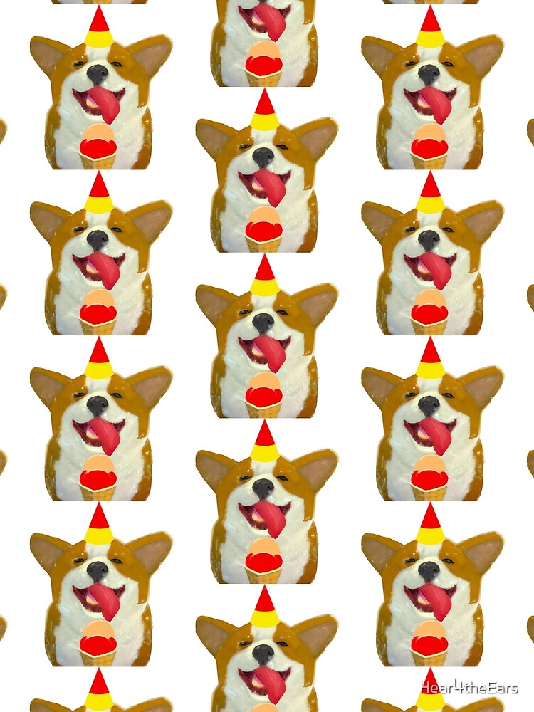 Birthday Corgi Eating Ice Cream by Hear4theEars