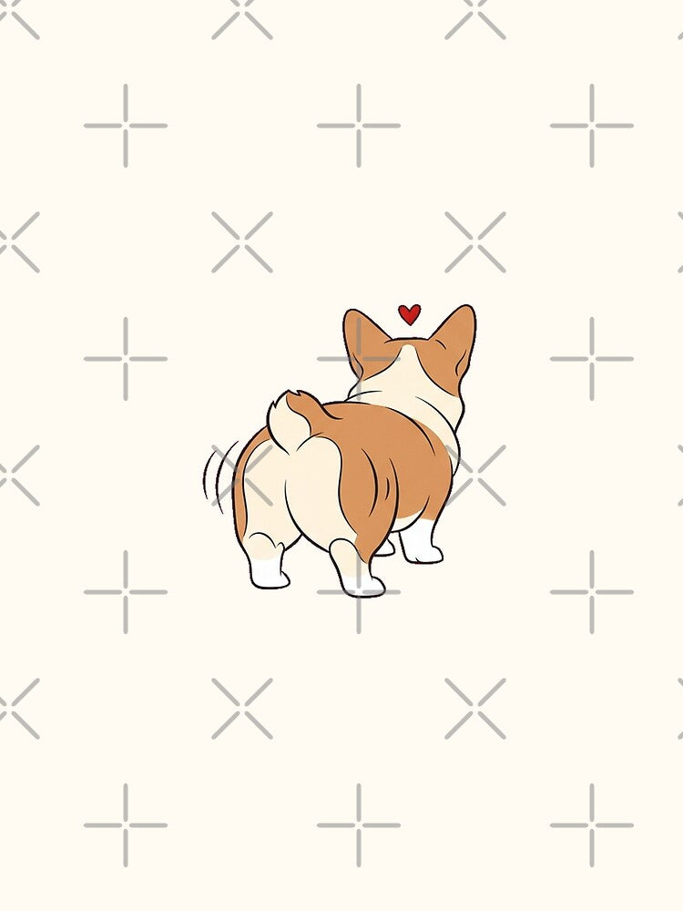 Corgi Butt Wiggle Line Art Dog Lover Minimalist Cute Design by Bratak