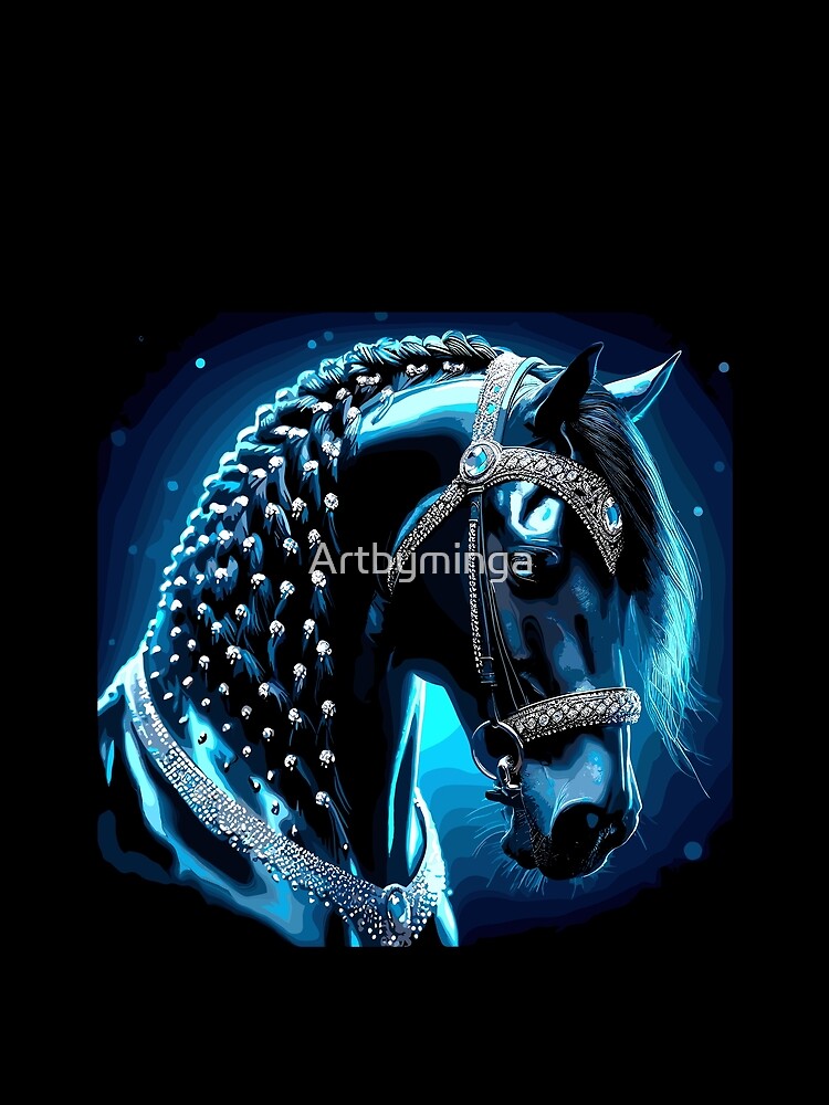 Blue and Black horse with braids by Artbyminga