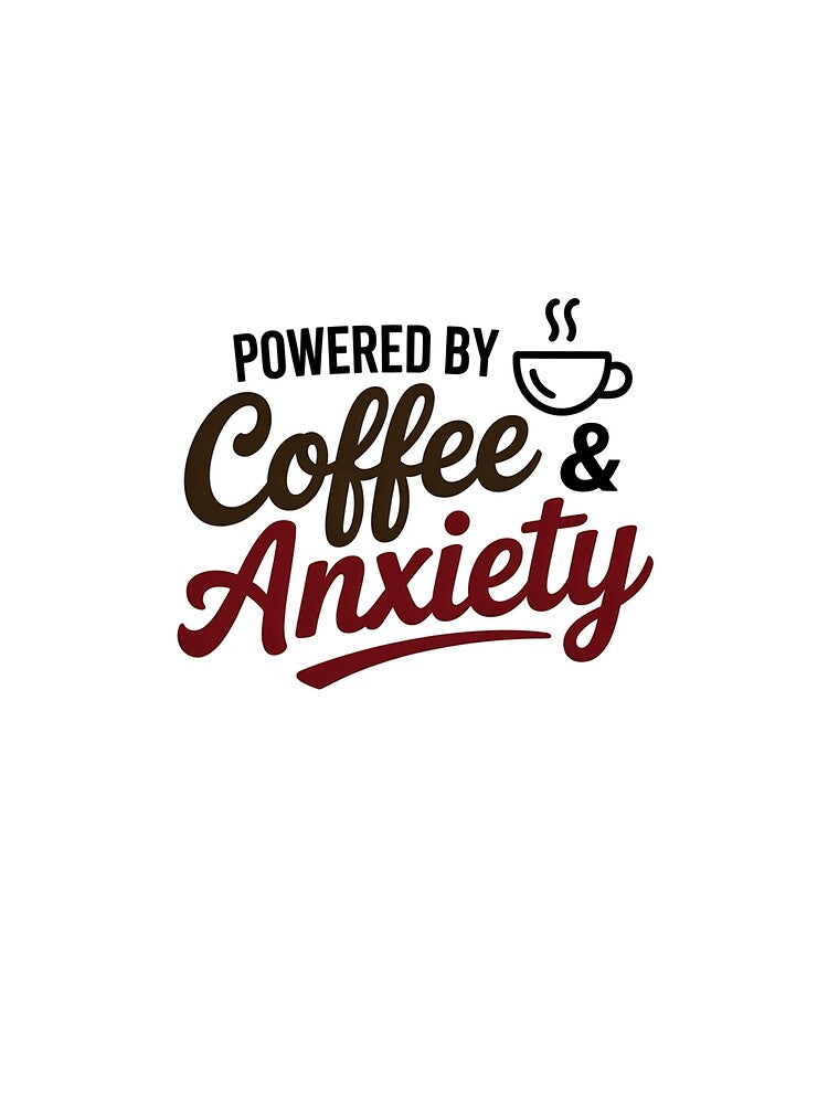 Powered by Coffee and Anxiety T-Shirt | Funny Caffeine Lover Gift by Lily-and-Lyle