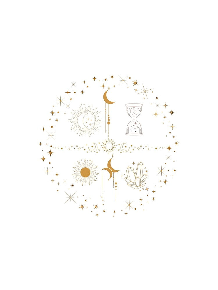 Celestial Mystical Elements Gold Line Art by Rehnair