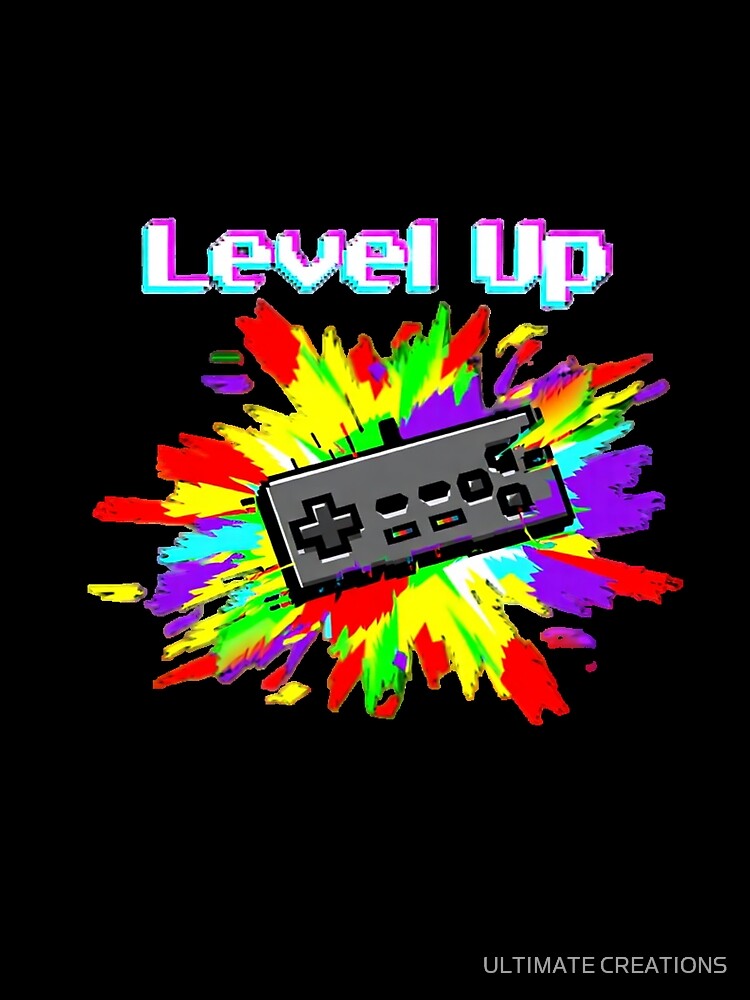 Level Up Retro Gaming Controller – Colorful Gamer Pixel Art Design by ULTIMATE CREATIONS
