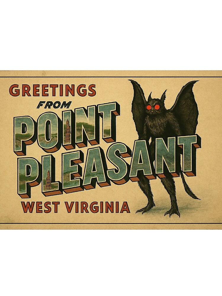 Mothman Vintage Postcard Cryptid Point Pleasant West Virginia by SeeSquaredDesign
