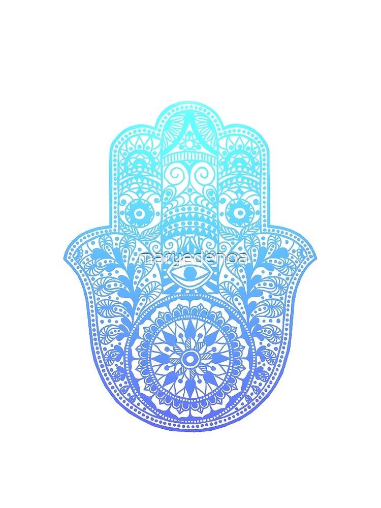 Teal Blue Hamsa by maryedenoa