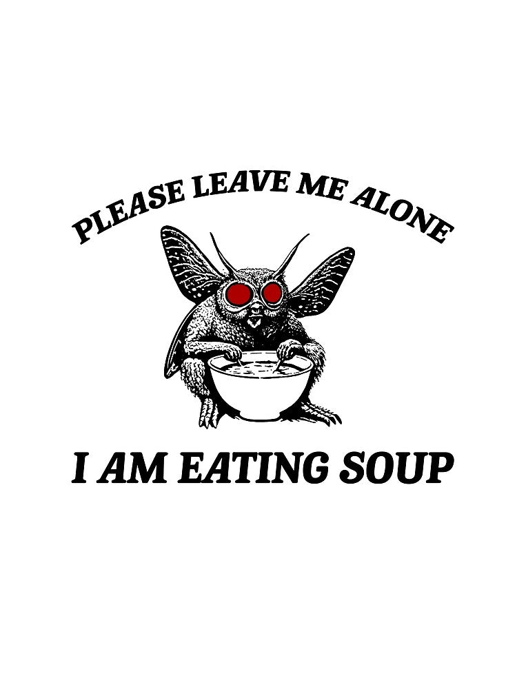 Retro Mothman Eating Soup Cryptid 90s Shirt. Funny Cryptid Vintage T-Shirt, Fantasy Book Lover T-shirt Tshirt Tee Tees Meme Moth Man by Rosqzz