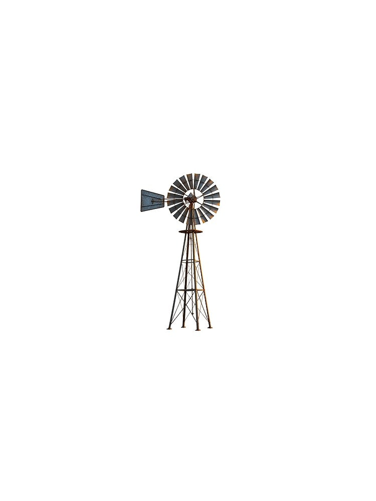 Vintage Windmill - Rustic Farmhouse Windpump Art by Brandady