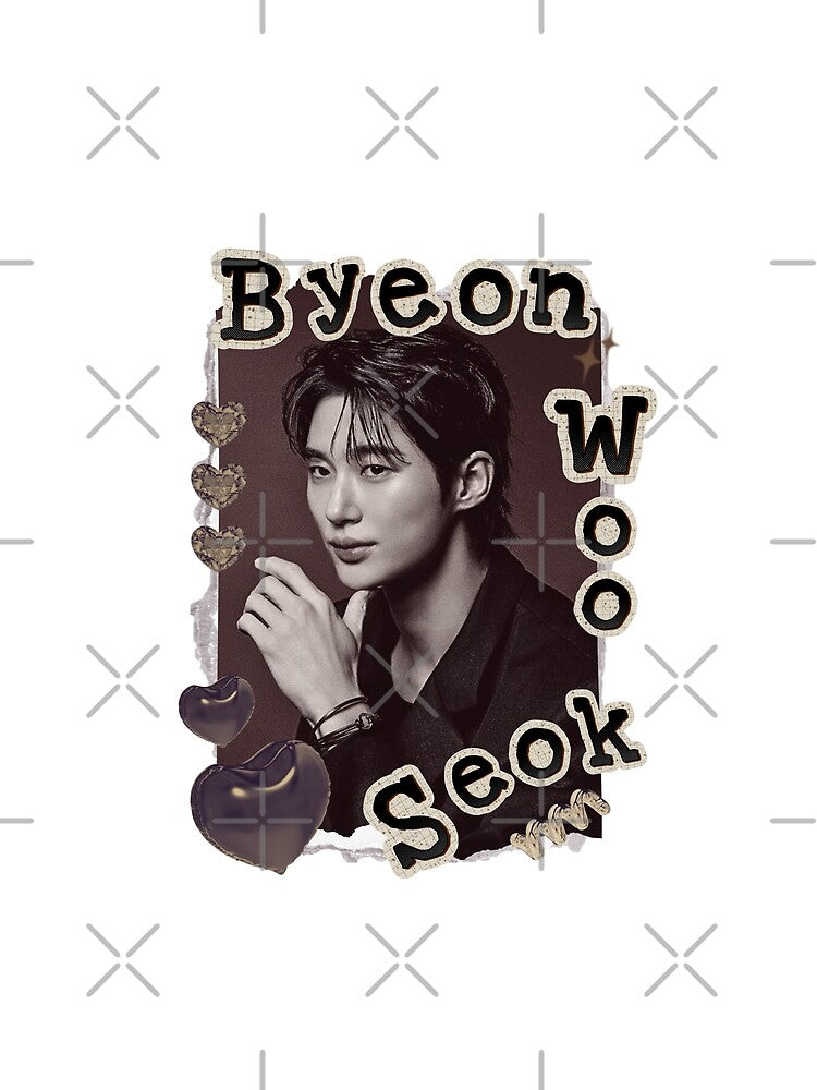 Byeon Woo-seok: Korean Drama Actor Scrapbook Collage Cozy Y2K Vintage Design by HELL0WBELLO