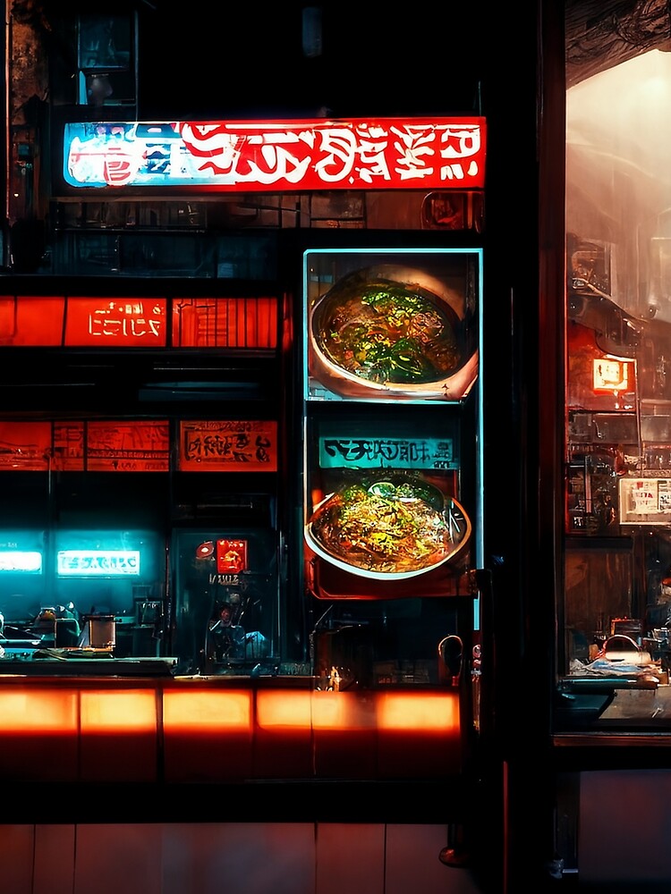 Noodle Nook - Cyberpunk Cityscape by ArkMinted