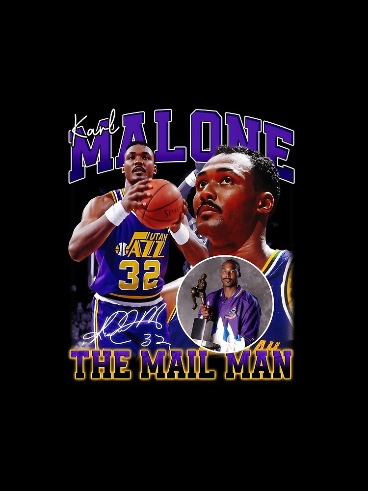 KARL MALONE The Mail Man Basketball Legend Signature Vintage Retro 80s 90s Bootleg Rap Style by fitalaa