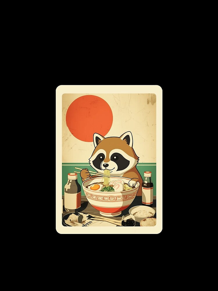 Raccoon Ramen Retro Japan Poster by JordynLadukeg65