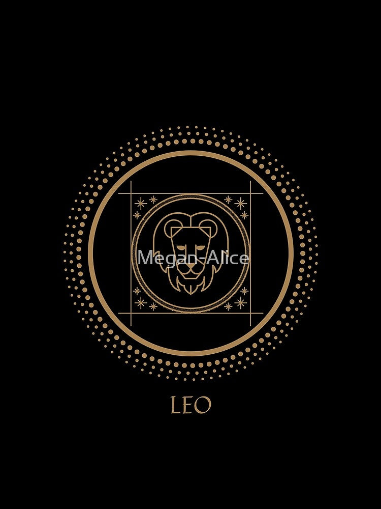 Leo Zodiac Symbol Black and Gold Art Print by Megan-Alice