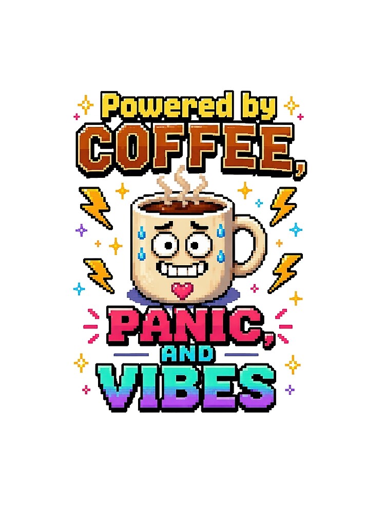 Powered by Coffee, Panic, and Vibes Pixel Art by DeePat77