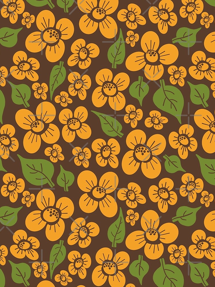 Pretty 70s orange and brown floral by LaBellCreative