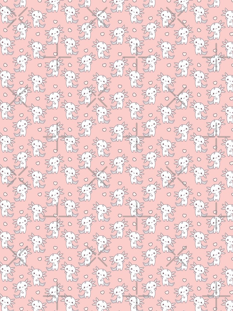 Cute Axolotl Pattern Pastel Pink Cute Creature Vibes by smeraldosecrets