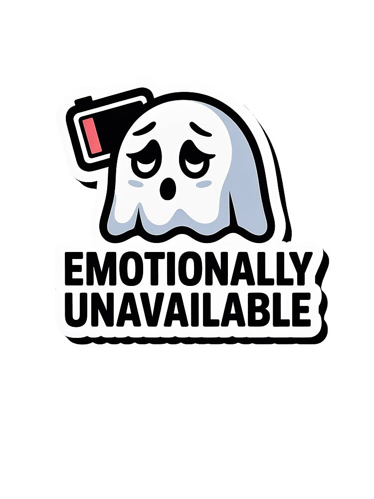 Emotionally Unavailable Low Battery Ghost by PrintologyAura