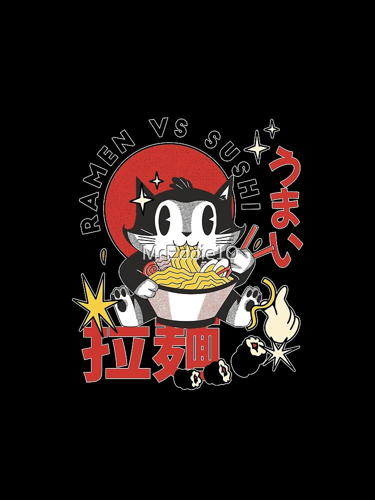 Kawaii Ramen Cat Japanese Neko Noodle Retro Anime by MrEddie10