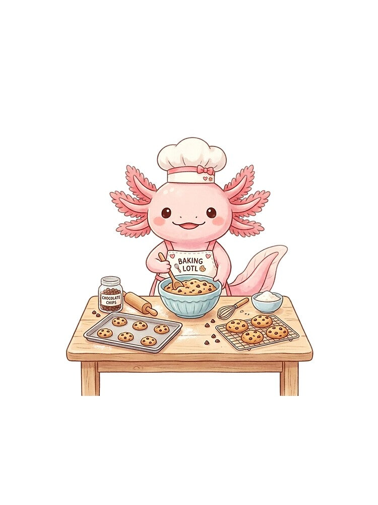 Kawaii Axolotl Baking Cute Chocolate Chip Cookies by ajamzbox