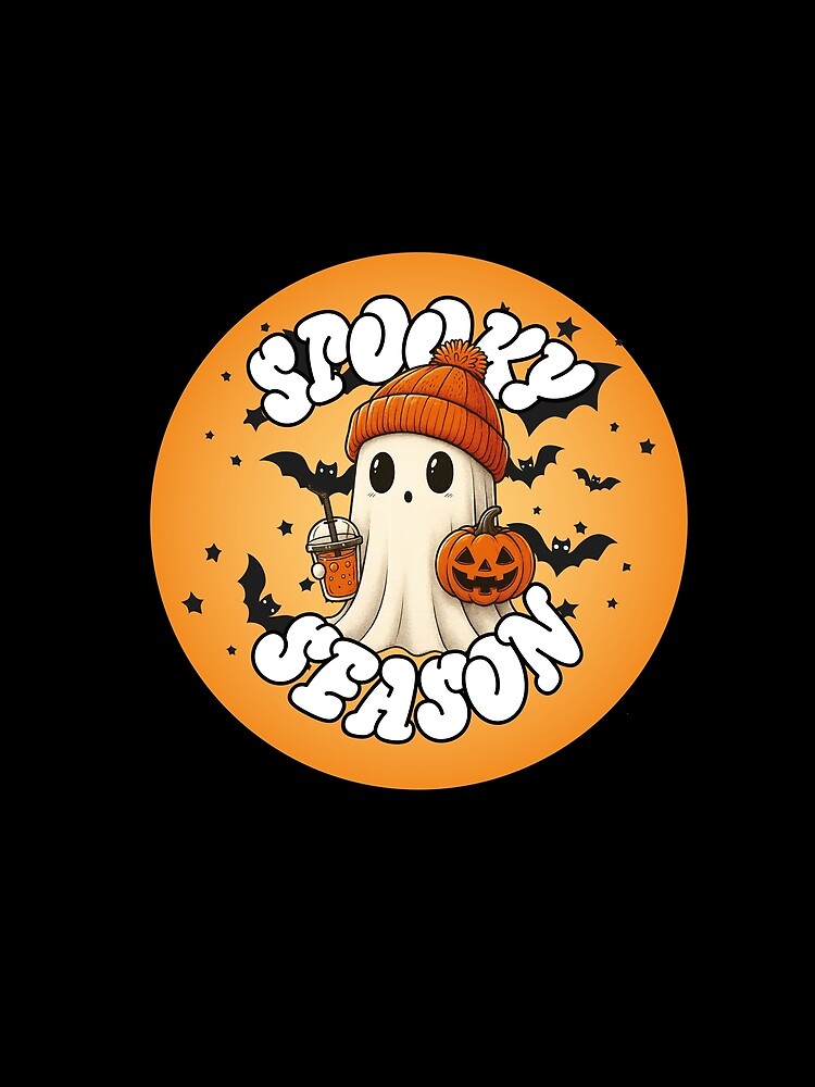 Spooky Season Ghost | Cute Halloween Pumpkin & Boba Tea Design by StickifyArt