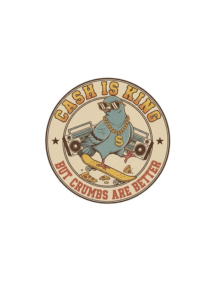 Hip Hop Pigeon Swag – Cash Is King Crumbs Are Better 90s Vintage Graphic by FakeJoo