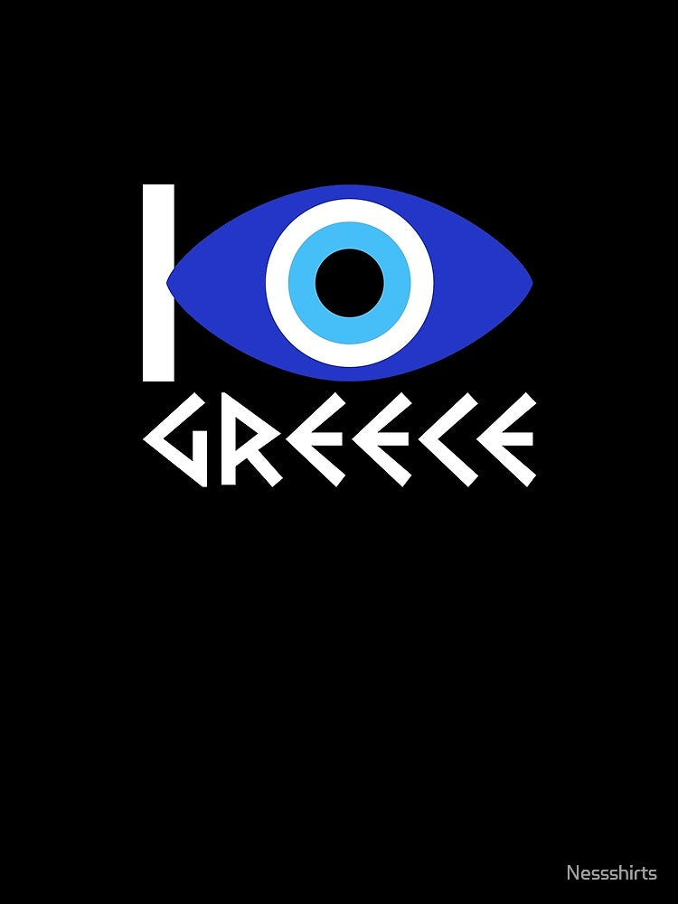 I Love Greece Nazar Eye Symbol For A Greek Roots Lover by Nessshirts