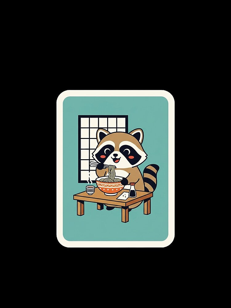 Raccoon Ramen Cute Retro Japanese by JordynLadukeg65