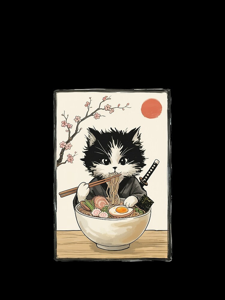 Kawaii Cat Eating Ramen Anime Japanese by Hedoraxe