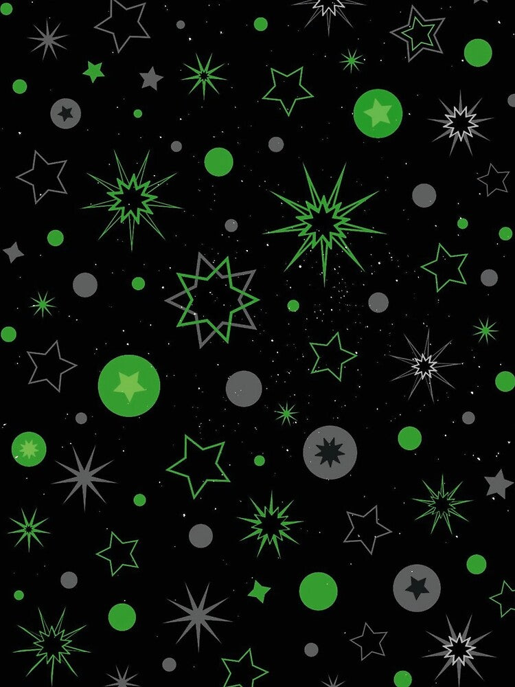 Green Neon Stars and Cosmic Galaxy Y2K Space Pattern by T-I-D-E