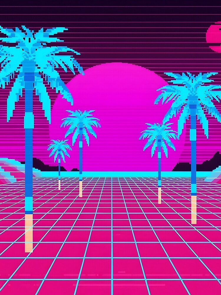 Holographic Palm Desert Mirage Synthwave by ThePixelArchive