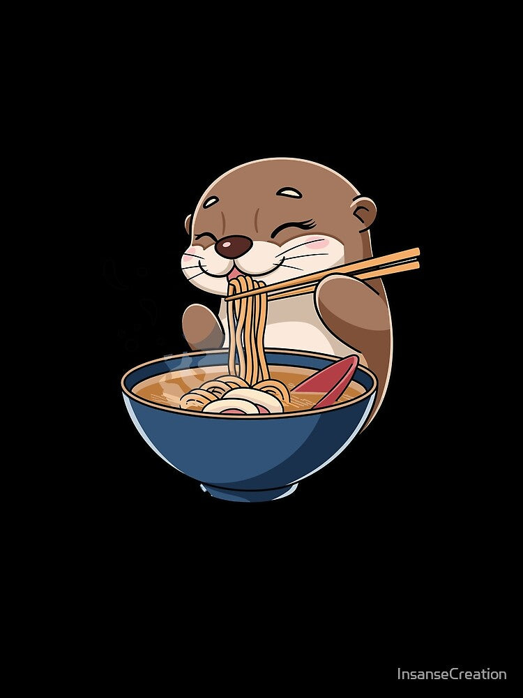 Cute Otter Eating Ramen Noodles by InsanseCreation
