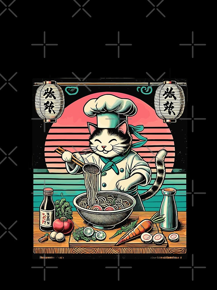 Ramen Noodles Cats Koch Kawaii Retro Japan by LuminOrb