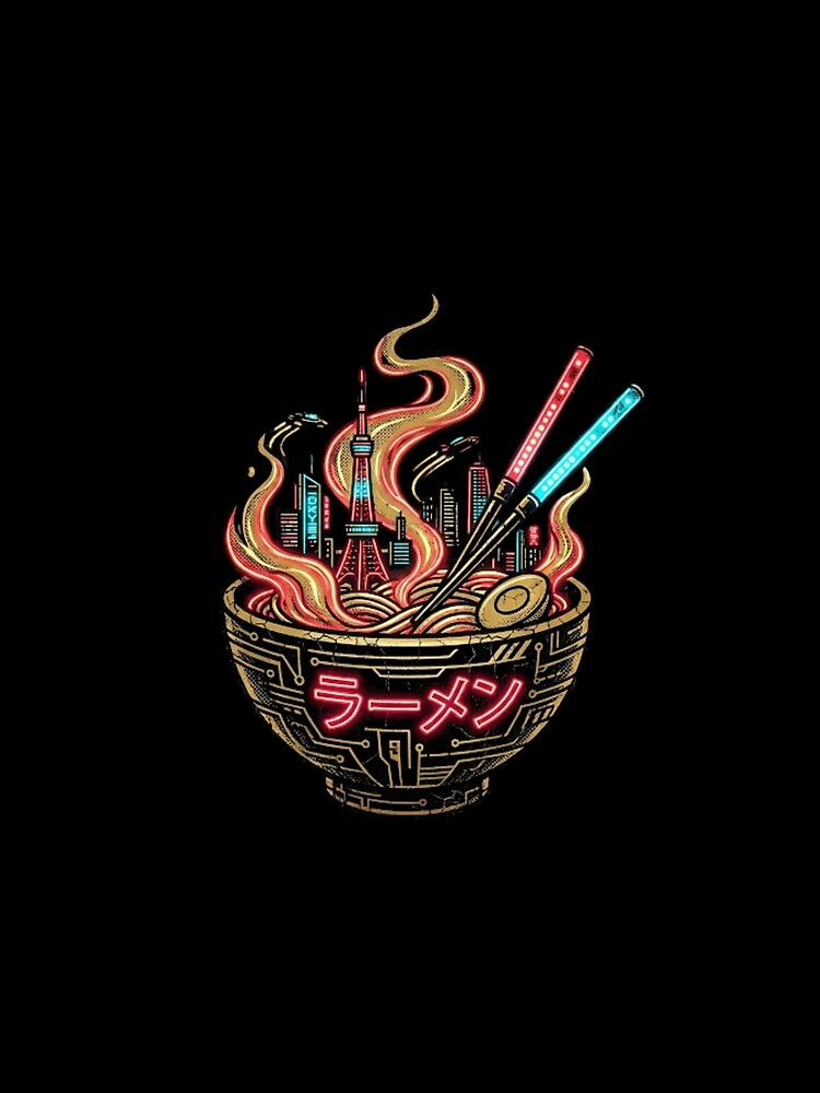 Cyberpunk Ramen Bowl Tokyo Neon Skyline by WildBoysShop