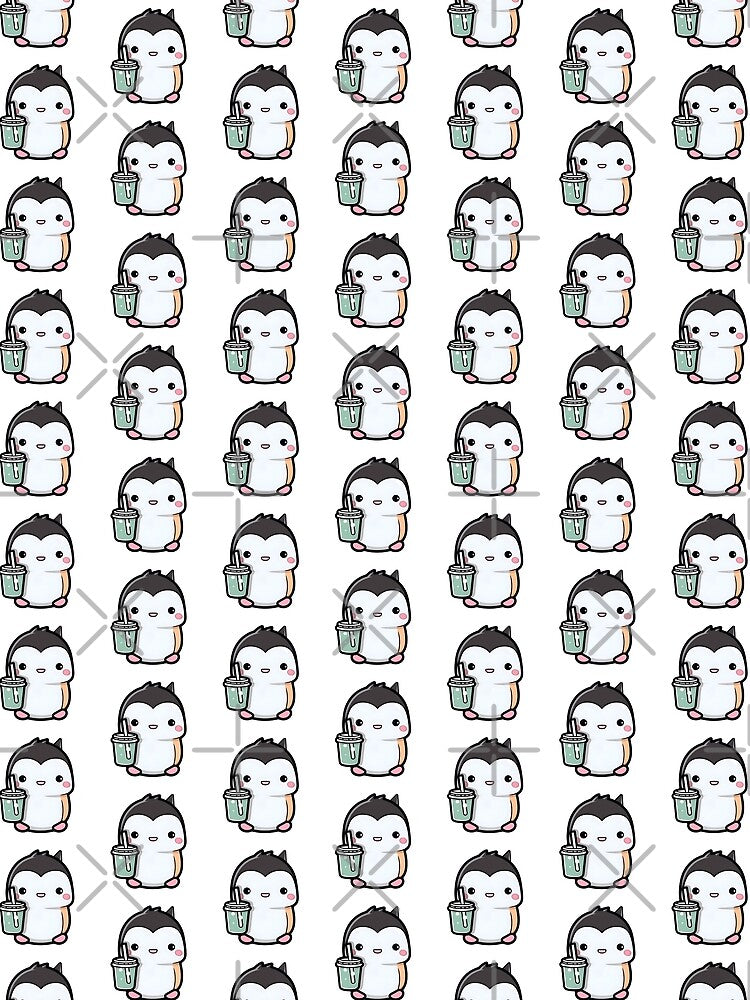 Kawaii Penguin Drinking Boba Tea by Sticky Stash