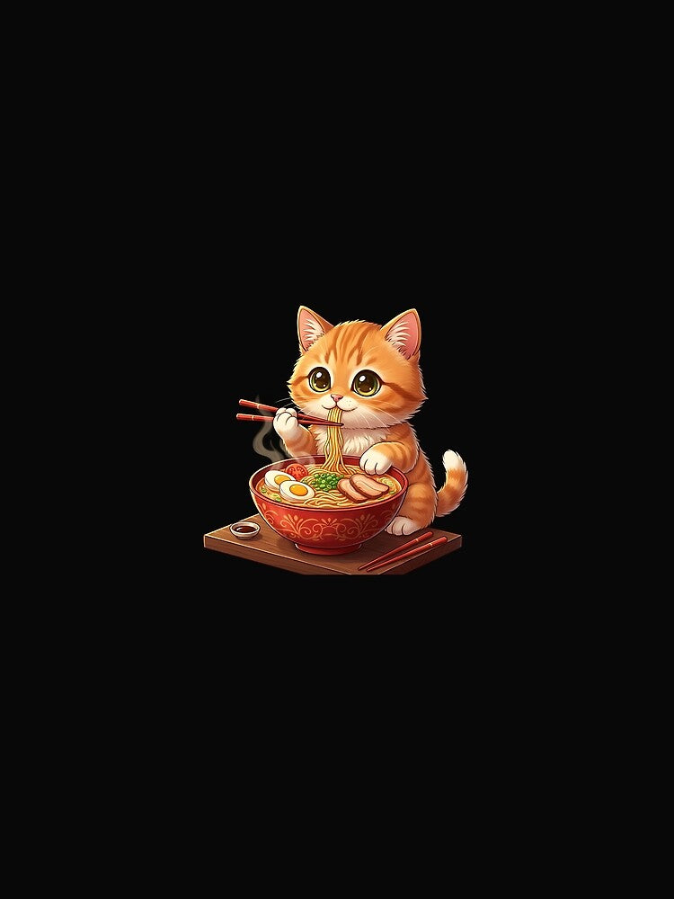 Cute Ramen Cat Japanese Noodle Lover Retro Neko Men Women by cawtoon