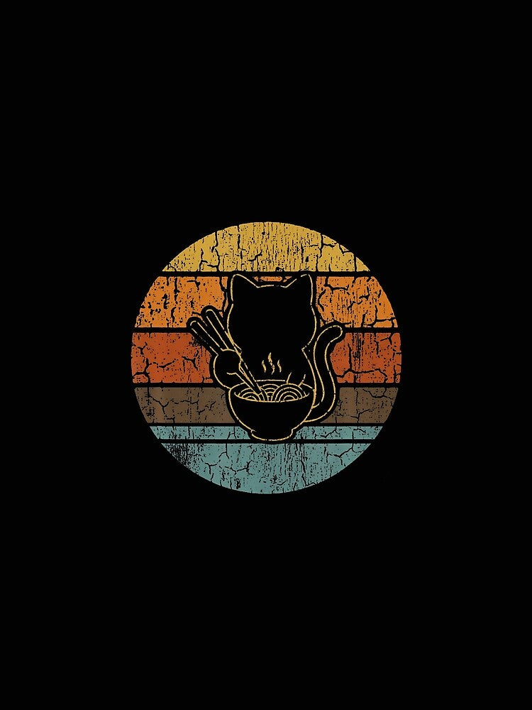 Retro Sunset Ramen Cat by Trungles-tee