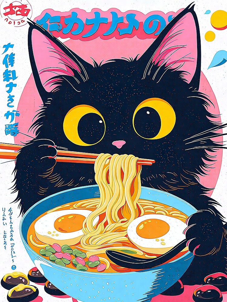 The Happy Noodle Cat by Retro Type